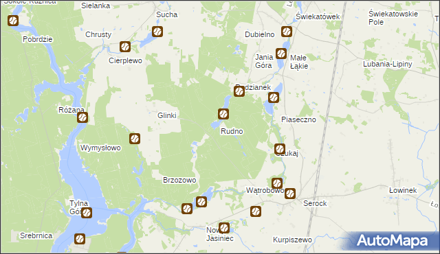 mapa Rudno gmina Koronowo, Rudno gmina Koronowo na mapie Targeo