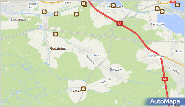 mapa Rudno gmina Rudziniec, Rudno gmina Rudziniec na mapie Targeo