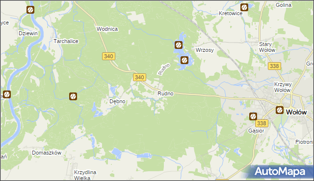 mapa Rudno gmina Wołów, Rudno gmina Wołów na mapie Targeo