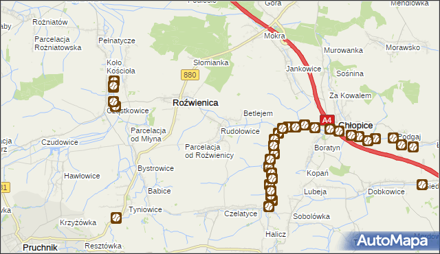 mapa Rudołowice, Rudołowice na mapie Targeo