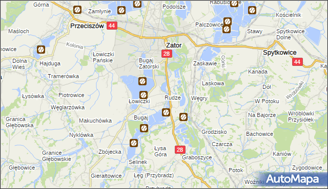 mapa Rudze, Rudze na mapie Targeo