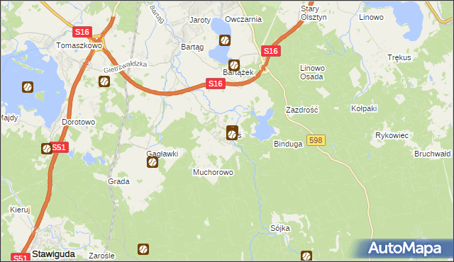 mapa Ruś gmina Stawiguda, Ruś gmina Stawiguda na mapie Targeo