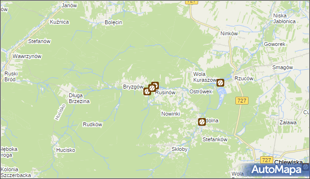 mapa Rusinów gmina Borkowice, Rusinów gmina Borkowice na mapie Targeo