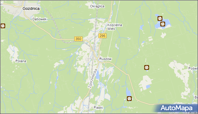 mapa Ruszów gmina Węgliniec, Ruszów gmina Węgliniec na mapie Targeo