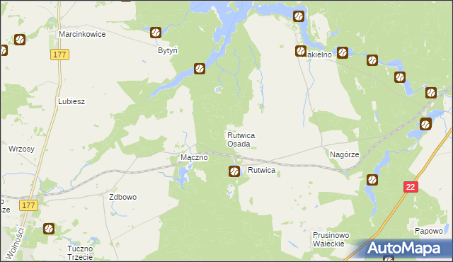 mapa Rutwica Osada, Rutwica Osada na mapie Targeo