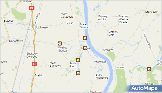 mapa Rybaki gmina Subkowy, Rybaki gmina Subkowy na mapie Targeo