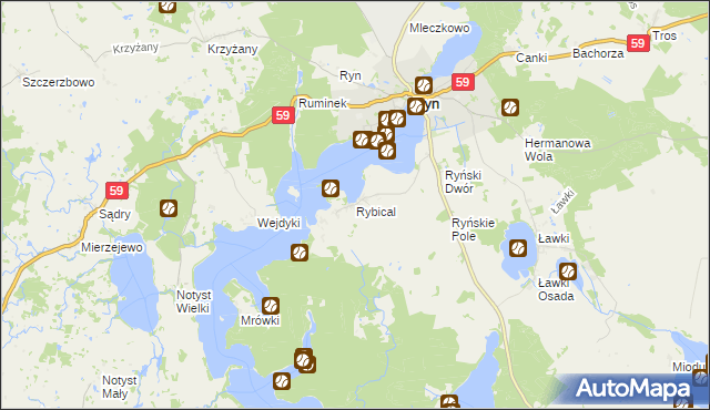 mapa Rybical, Rybical na mapie Targeo