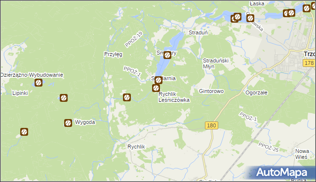 mapa Rychlik Leśniczówka, Rychlik Leśniczówka na mapie Targeo