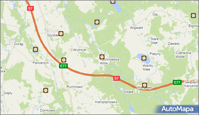 mapa Rychnowska Wola, Rychnowska Wola na mapie Targeo