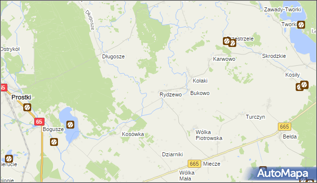 mapa Rydzewo gmina Rajgród, Rydzewo gmina Rajgród na mapie Targeo