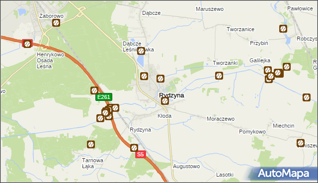 mapa Rydzyna powiat leszczyński, Rydzyna powiat leszczyński na mapie Targeo