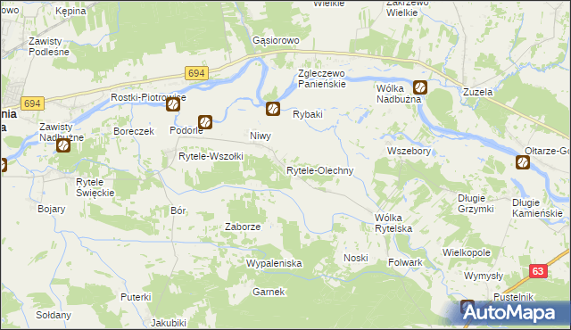 mapa Rytele-Olechny, Rytele-Olechny na mapie Targeo