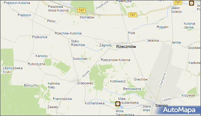 mapa Rzeczniów-Kolonia, Rzeczniów-Kolonia na mapie Targeo