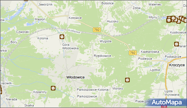 mapa Rzędkowice, Rzędkowice na mapie Targeo