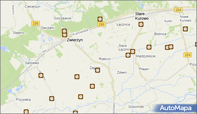 mapa Rzekcin, Rzekcin na mapie Targeo