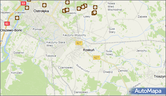 mapa Rzekuń, Rzekuń na mapie Targeo