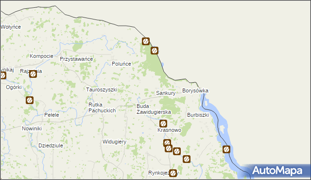 mapa Sankury, Sankury na mapie Targeo