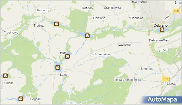 mapa Scholastykowo, Scholastykowo na mapie Targeo