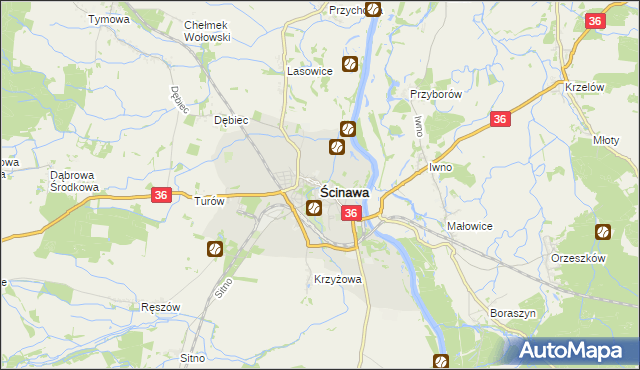 mapa Ścinawa powiat lubiński, Ścinawa powiat lubiński na mapie Targeo