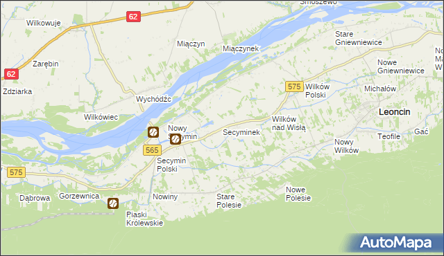 mapa Secyminek, Secyminek na mapie Targeo