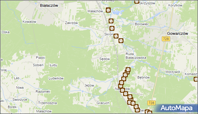 mapa Sędów gmina Białaczów, Sędów gmina Białaczów na mapie Targeo