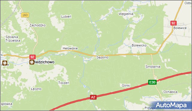 mapa Sępolno gmina Miedzichowo, Sępolno gmina Miedzichowo na mapie Targeo