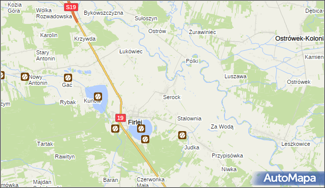 mapa Serock gmina Firlej, Serock gmina Firlej na mapie Targeo