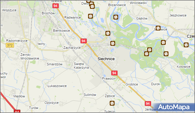 mapa Siechnice, Siechnice na mapie Targeo