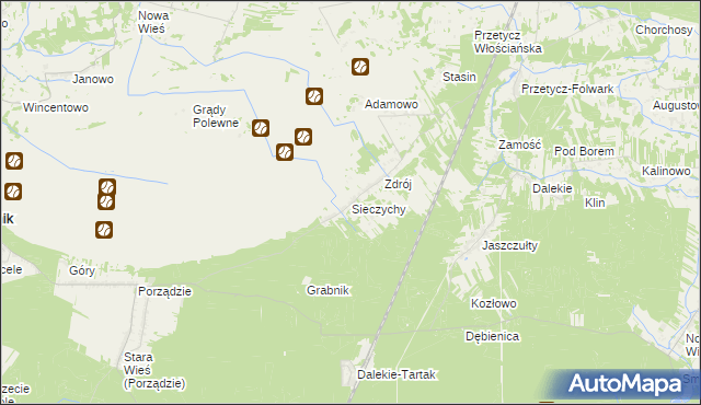 mapa Sieczychy, Sieczychy na mapie Targeo