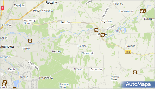 mapa Siedlec gmina Mstów, Siedlec gmina Mstów na mapie Targeo