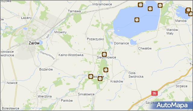 mapa Siedlimowice, Siedlimowice na mapie Targeo