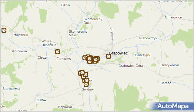 mapa Siedlisko gmina Grabowiec, Siedlisko gmina Grabowiec na mapie Targeo