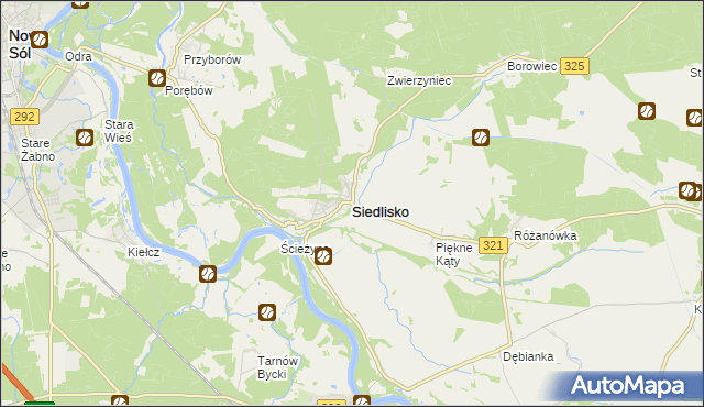 mapa Siedlisko powiat nowosolski, Siedlisko powiat nowosolski na mapie Targeo