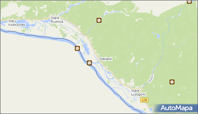 mapa Siekierki gmina Cedynia, Siekierki gmina Cedynia na mapie Targeo