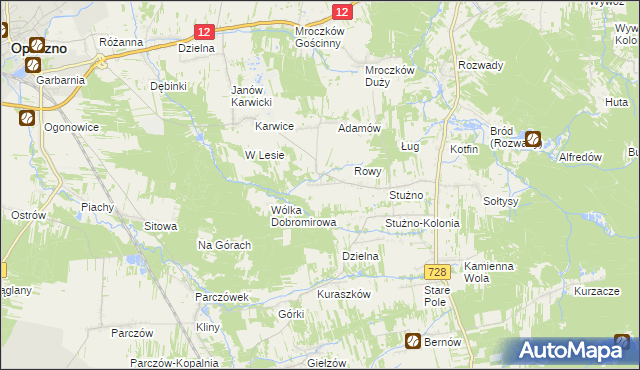 mapa Sielec gmina Opoczno, Sielec gmina Opoczno na mapie Targeo