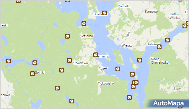 mapa Siemiany, Siemiany na mapie Targeo