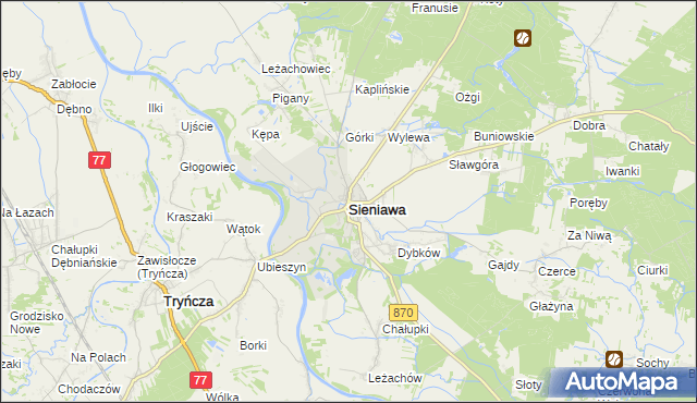 mapa Sieniawa powiat przeworski, Sieniawa powiat przeworski na mapie Targeo