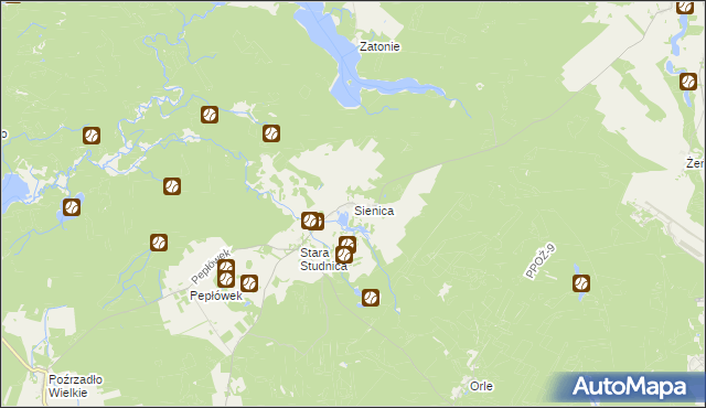 mapa Sienica gmina Kalisz Pomorski, Sienica gmina Kalisz Pomorski na mapie Targeo