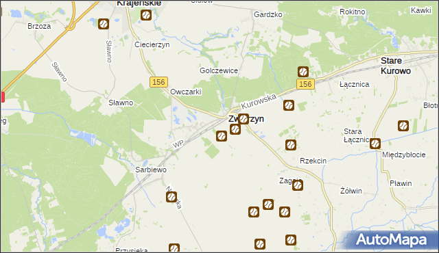 mapa Sierosławice gmina Zwierzyn, Sierosławice gmina Zwierzyn na mapie Targeo