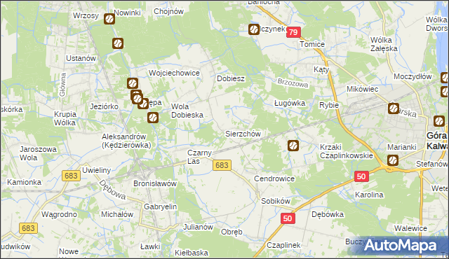 mapa Sierzchów gmina Góra Kalwaria, Sierzchów gmina Góra Kalwaria na mapie Targeo