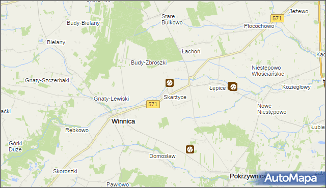 mapa Skarżyce gmina Winnica, Skarżyce gmina Winnica na mapie Targeo