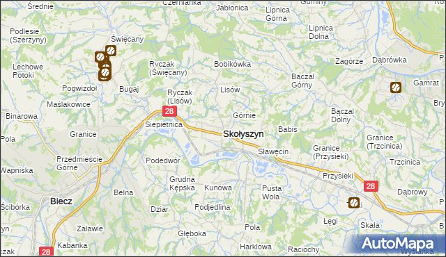 mapa Skołyszyn, Skołyszyn na mapie Targeo