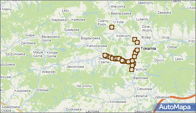 mapa Skomielna Czarna, Skomielna Czarna na mapie Targeo