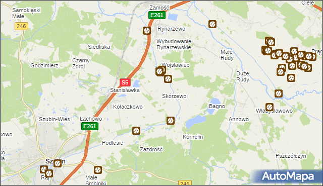 mapa Skórzewo gmina Szubin, Skórzewo gmina Szubin na mapie Targeo