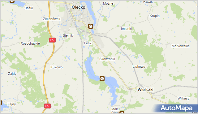 mapa Skowronki gmina Olecko, Skowronki gmina Olecko na mapie Targeo