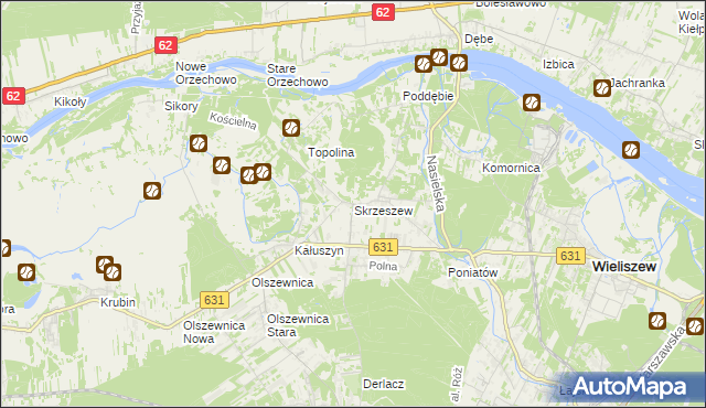 mapa Skrzeszew gmina Wieliszew, Skrzeszew gmina Wieliszew na mapie Targeo