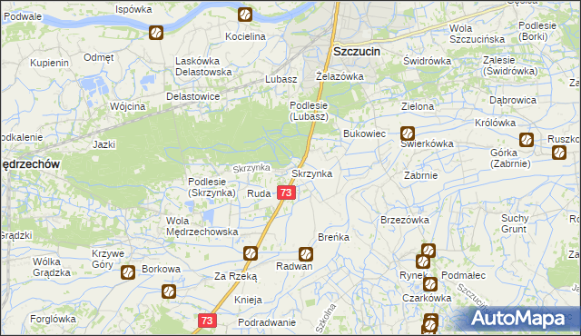 mapa Skrzynka gmina Szczucin, Skrzynka gmina Szczucin na mapie Targeo