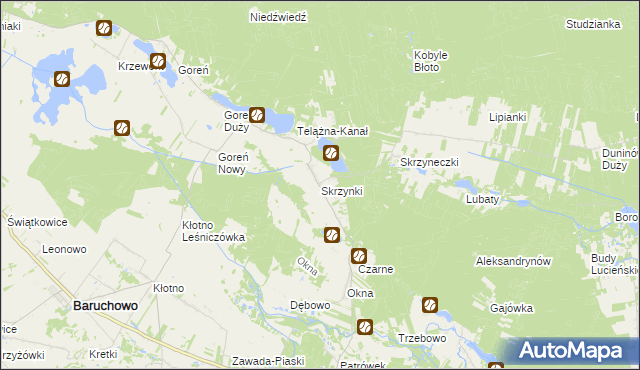 mapa Skrzynki gmina Baruchowo, Skrzynki gmina Baruchowo na mapie Targeo