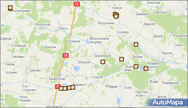 mapa Słabkowice, Słabkowice na mapie Targeo