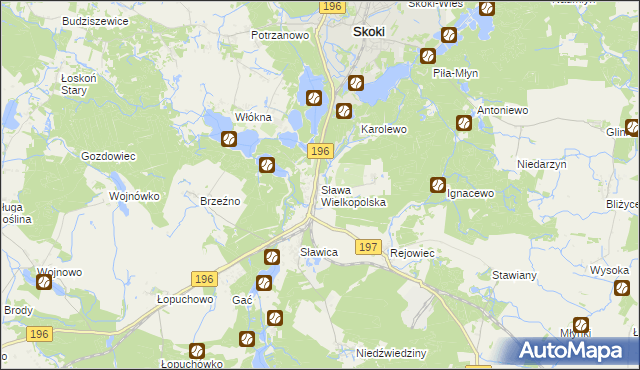 mapa Sława Wielkopolska, Sława Wielkopolska na mapie Targeo